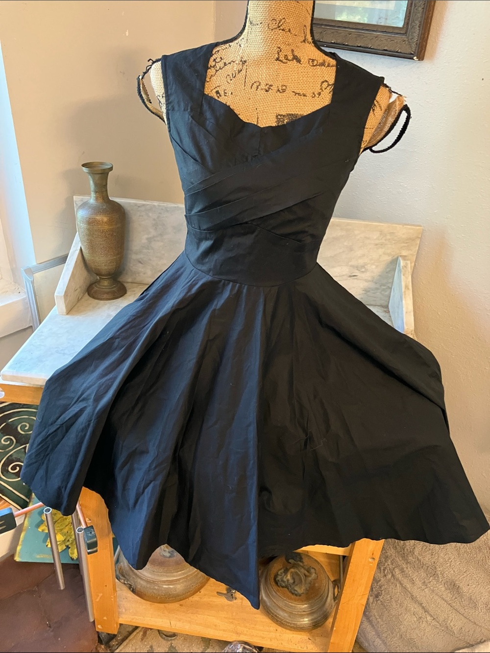 Maggie Tang Black Sleeveless Fit-and-Flare Mini Dress Sexy Cute!